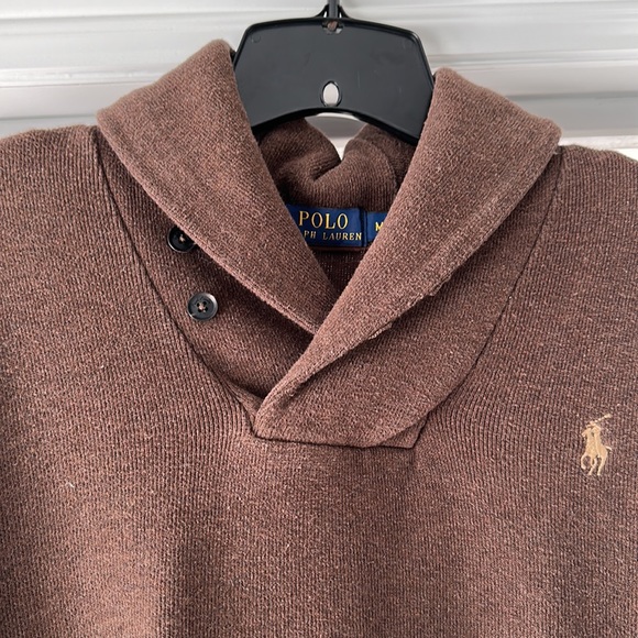 Men’s sweater Ralph Lauren. 3 buttons on neckline. Suede elbow cover - Picture 2 of 5